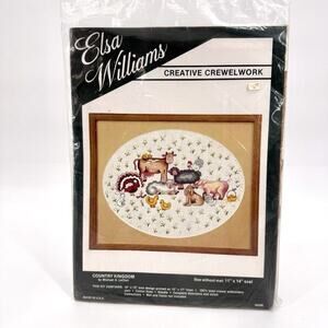 Elsa Williams Crewel Embroidery Kit “Country Kingdom” Farm Animal Linen Wool NEW